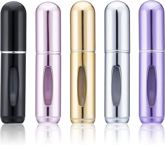 HonKuaDL Travel Perfume Atomizer, Refillable Cologne Bottle Spray Container - Must-Have for Travel (5 Pack, 5ml/0.2oz)