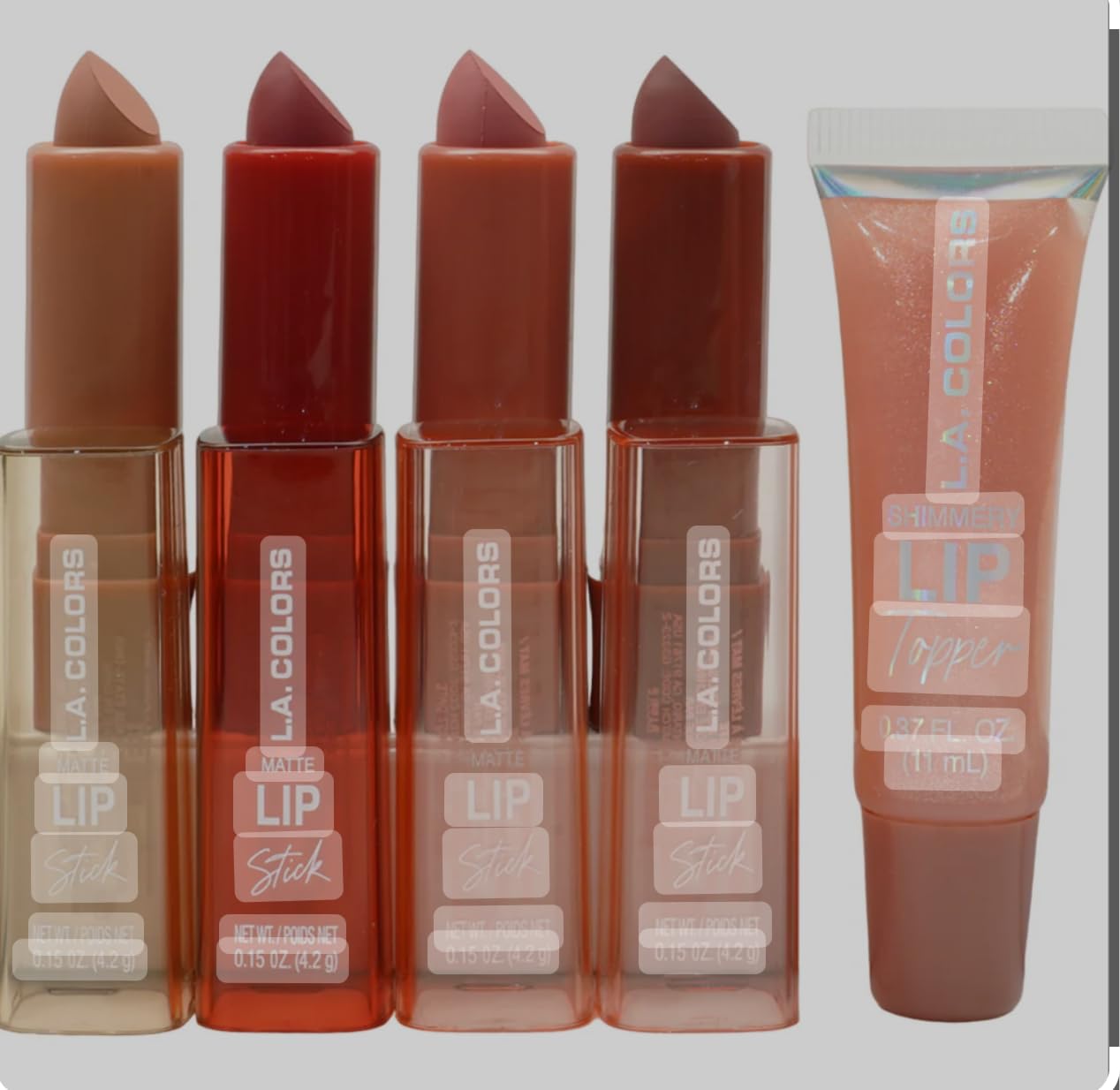 L.A. COLORS 5pc All Is Bright Lip Color Set, Lips Do Matter, 1 Count (Pack of 1)