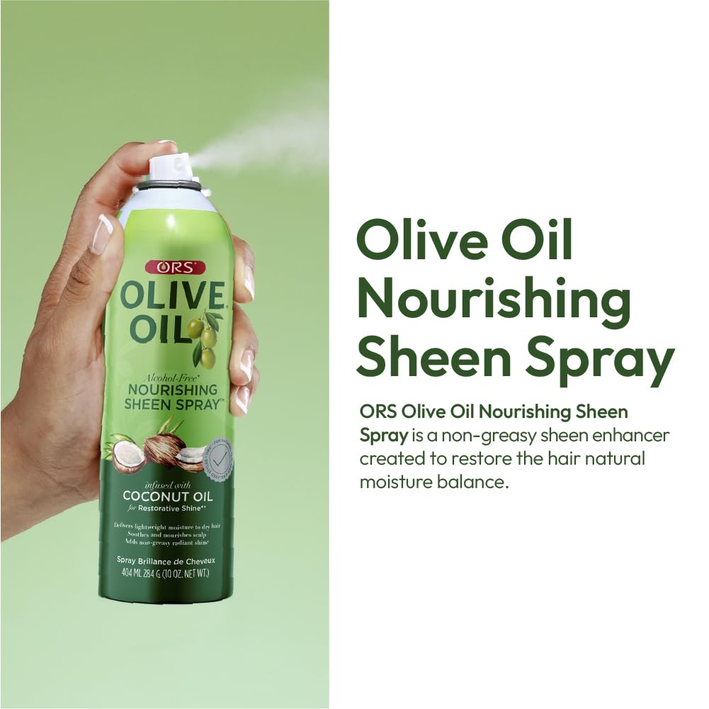 ORS Olive Oil Nourishing Sheen Spray infused with Coconut Oil 10 ounces (Pack of 2)