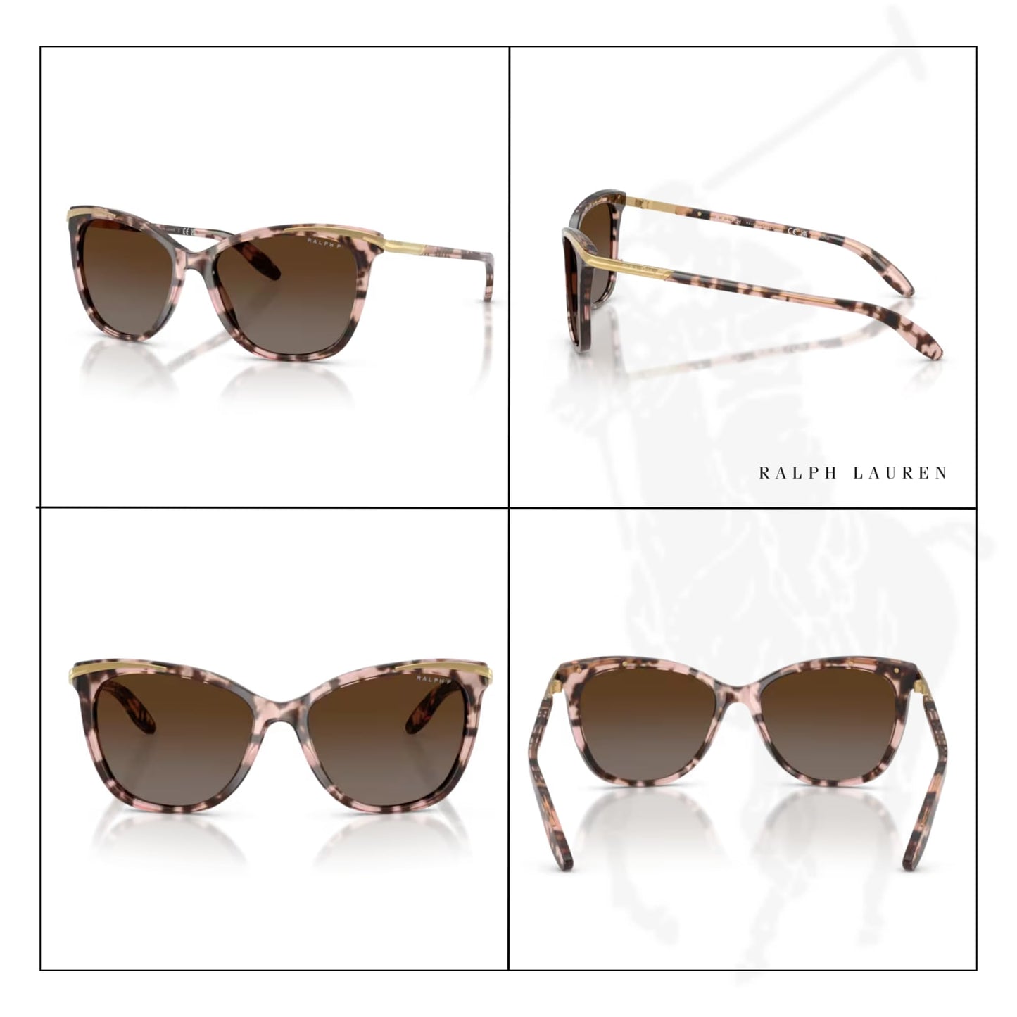 Ralph Lauren RA5203 1463T5 54M Pink Tortoise/Brown Gradient Polarized Cateye Sunglasses For Women +BUNDLE with ACCESSORY EYEWEAR KIT