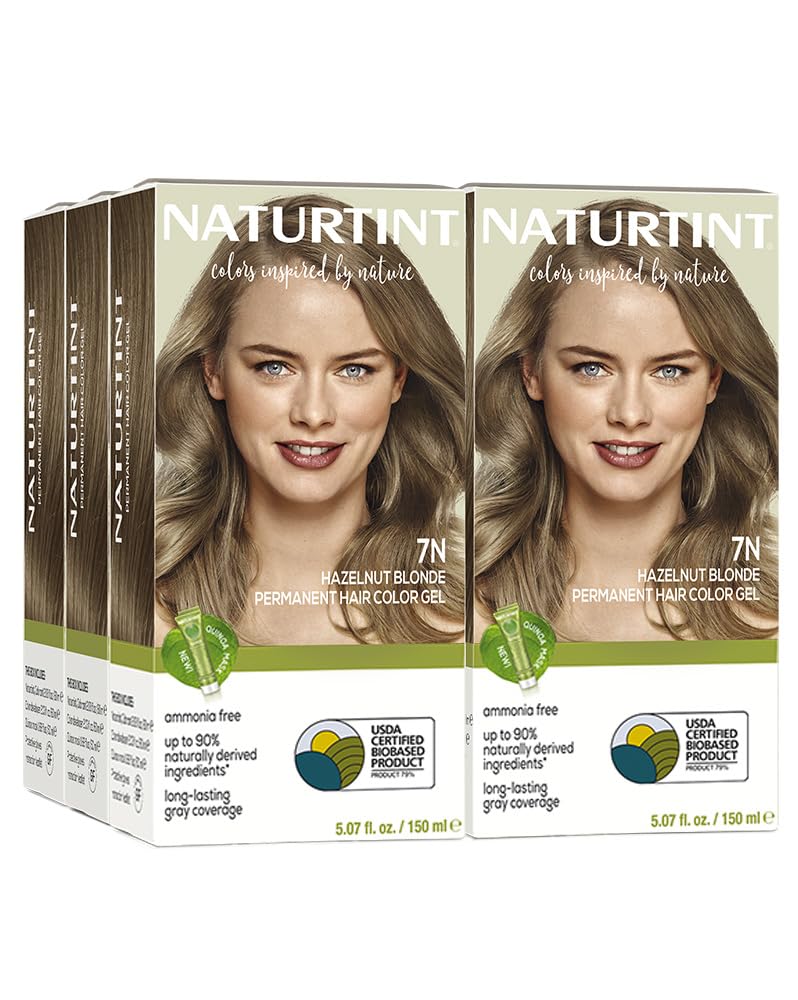 Naturtint 7N Hazelnut Blonde Permanent Hair Color (Pack of 6), Ammonia Free, Vegan, Cruelty Free, up to 100% Gray Coverage, Long Lasting Results