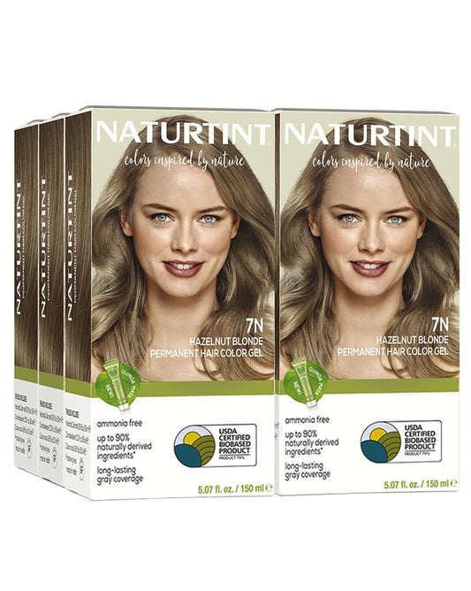 Naturtint 7N Hazelnut Blonde Permanent Hair Color (Pack of 6), Ammonia Free, Vegan, Cruelty Free, up to 100% Gray Coverage, Long Lasting Results