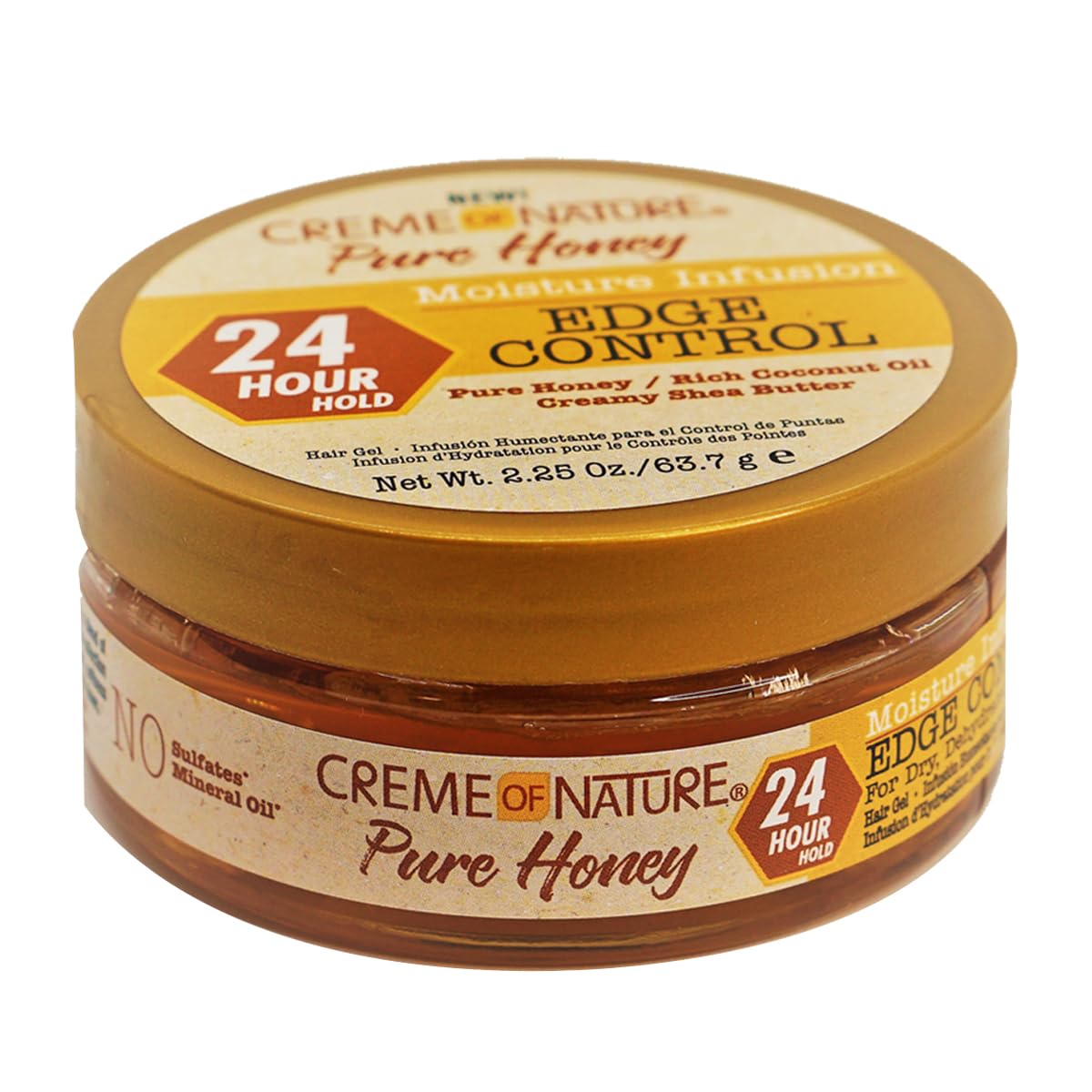 Creme of Nature Pure Honey Moisture Infusion Edge Control, 24-Hour Hold for Sleek Styles, Non-Flaking, Non-Greasy Formula, Stocking Stuffer for Her