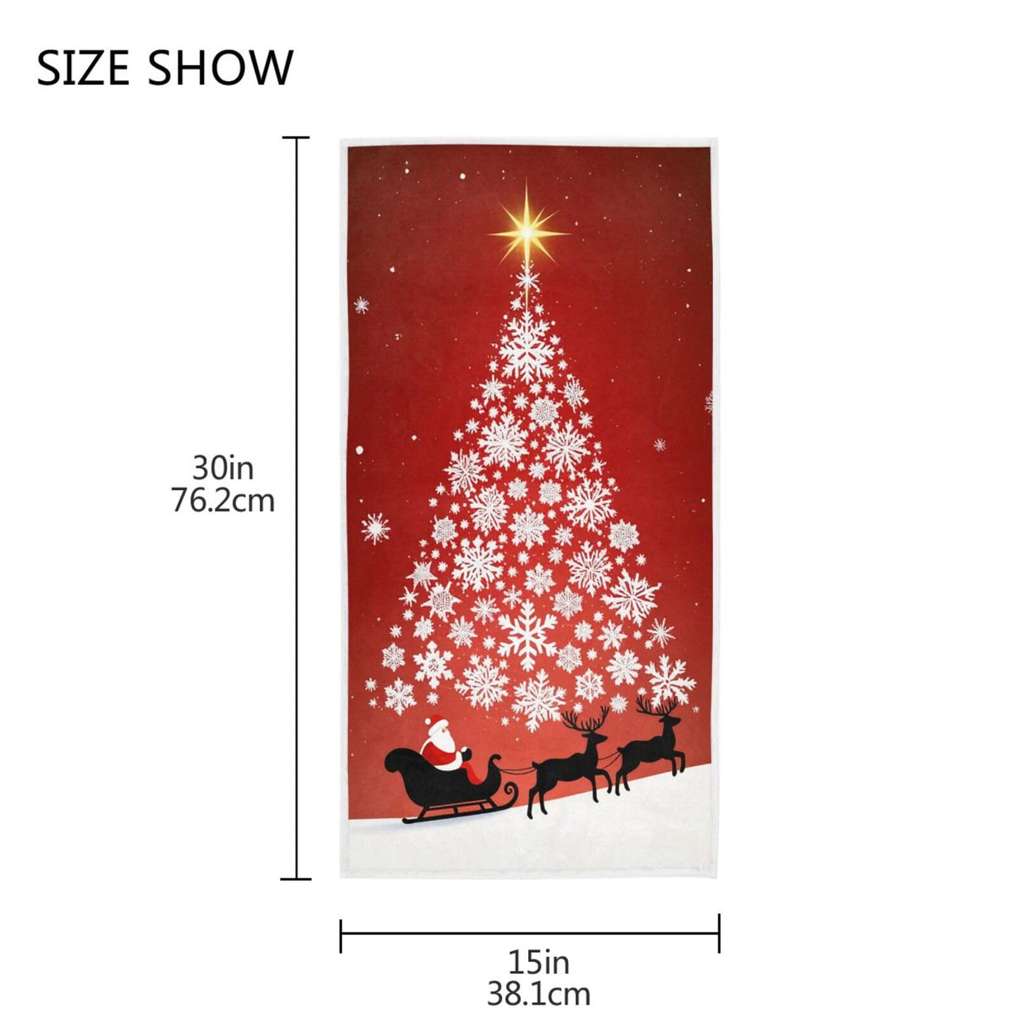 Pfrewn Santa Claus Sleigh Snowflake Tree Hand Towels 16x30 in Christmas Winter Bathroom Towel Ultra Soft Highly Absorbent Small Bath Towel Xmas…