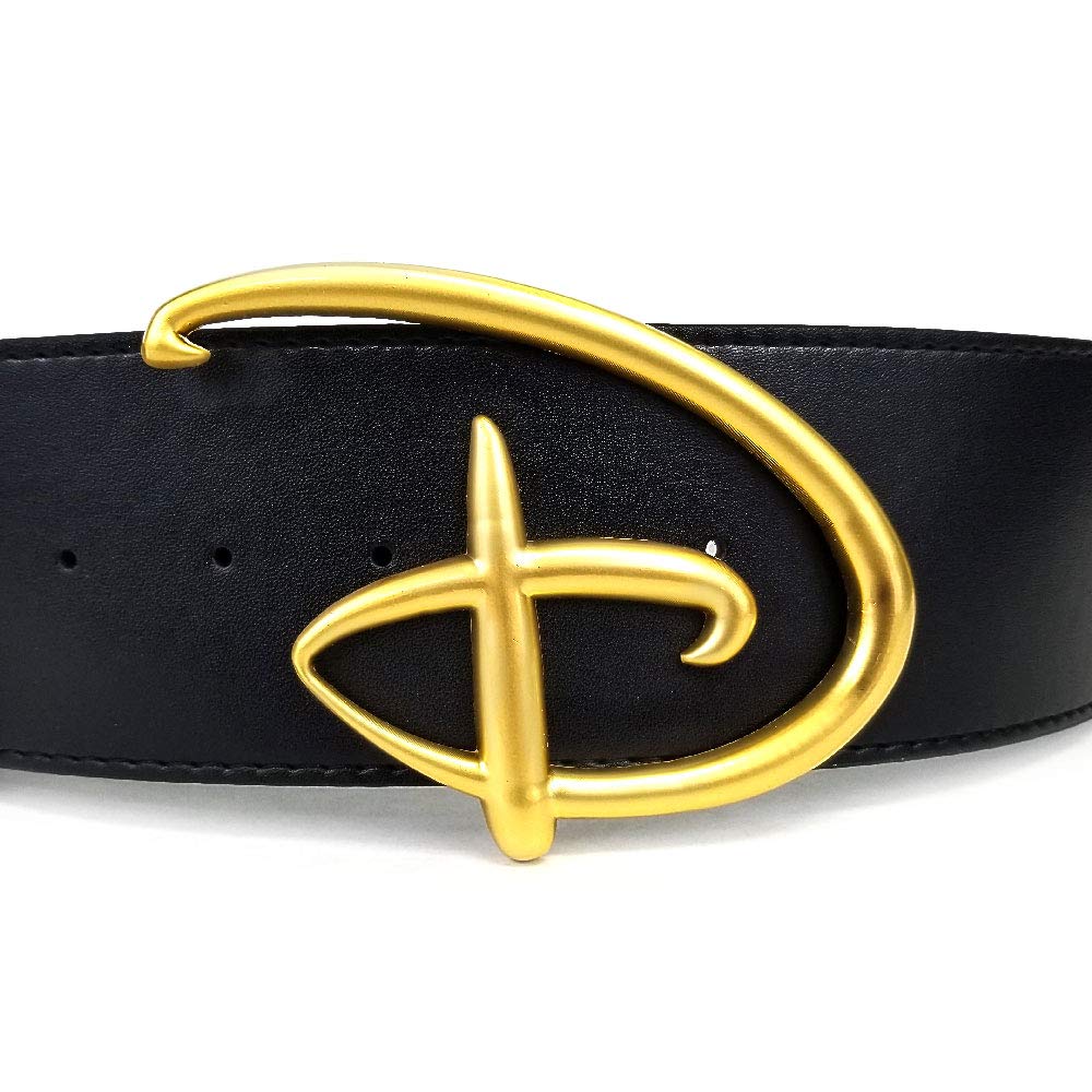 Buckle-Down Womens Disney Belt, Signature D Logo Gold Cast Buckle Black, Vegan Leather, Disney Signature D, X-Small - 24-30 Inches US