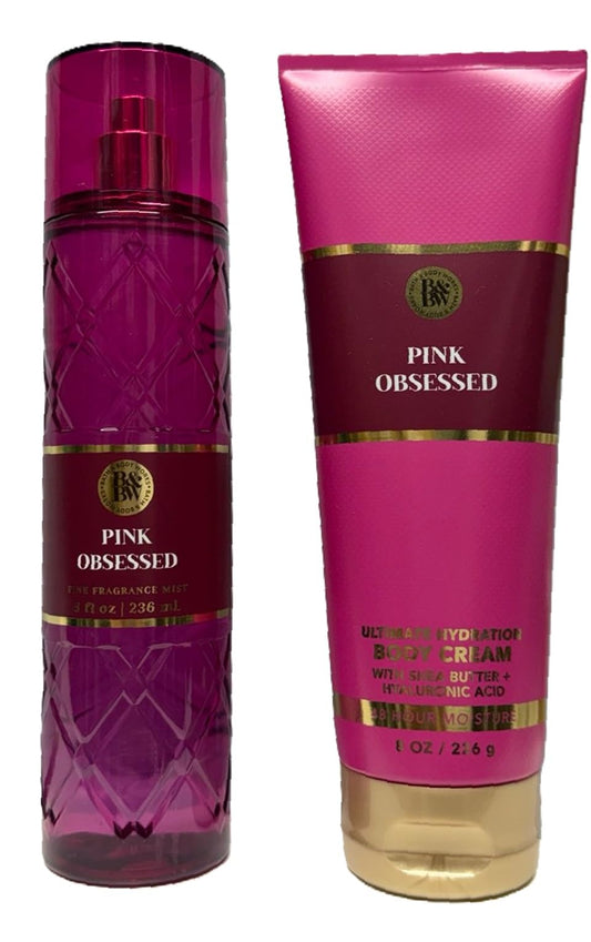 Bath and Body Works Pink Obsessed Mist and Body Cream Set - Full Size Beauty and Personal Care Bath & Body Works