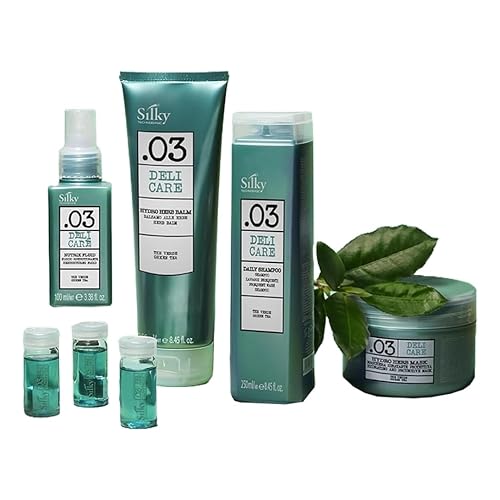 SILKY Technobasic .03 Deli Hair Care Set for All Hairs - 4-In-1 Kit with Hair Growth Oil, Hydrating Hair Balm & Shampoo for Stronger Strands - Hair