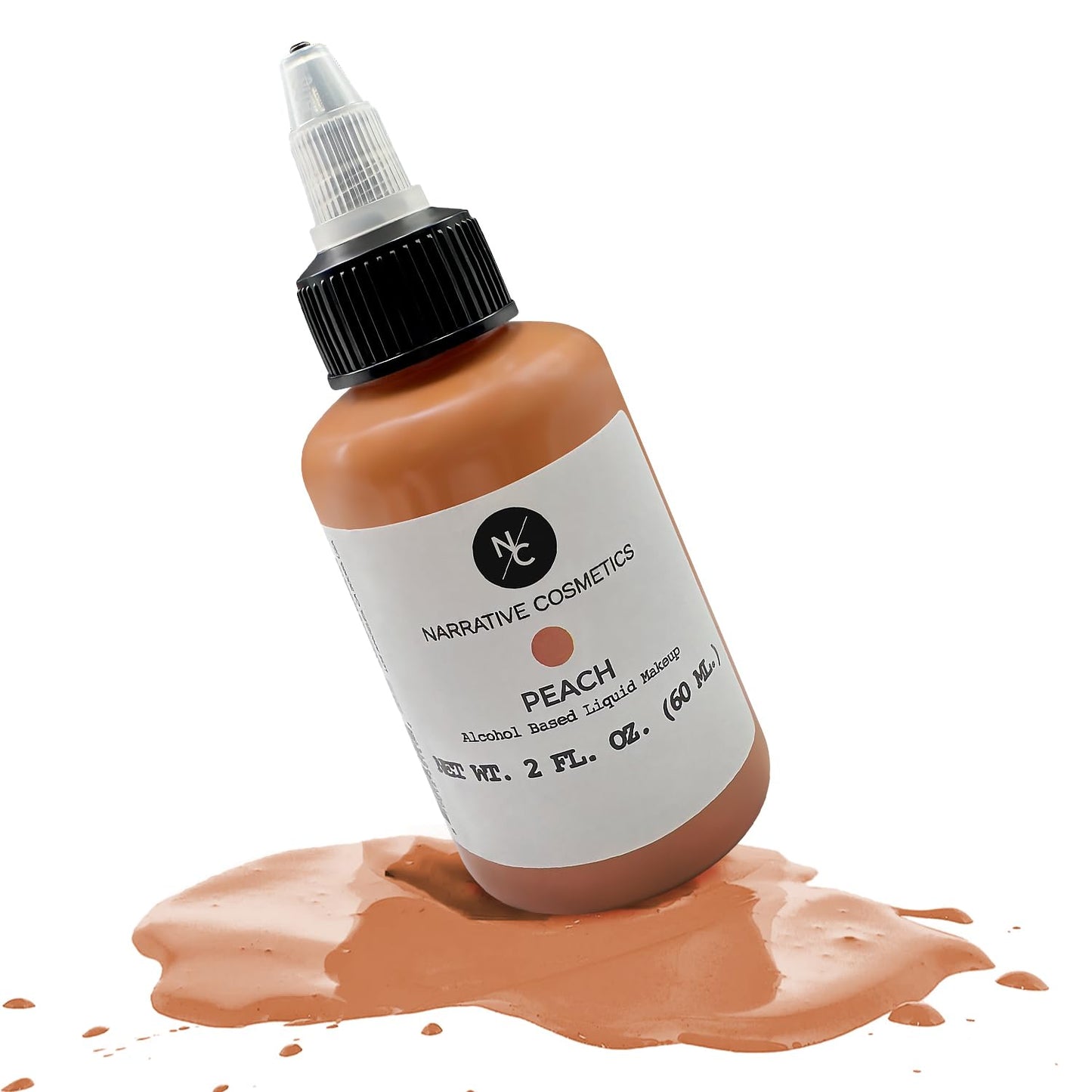 Narrative Cosmetics Flesh Tone Alcohol Airbrush Paint - Peach | 2 fl oz Waterproof Liquid Makeup for Tattoo Cover-Up, Scar & Skin Concealer |