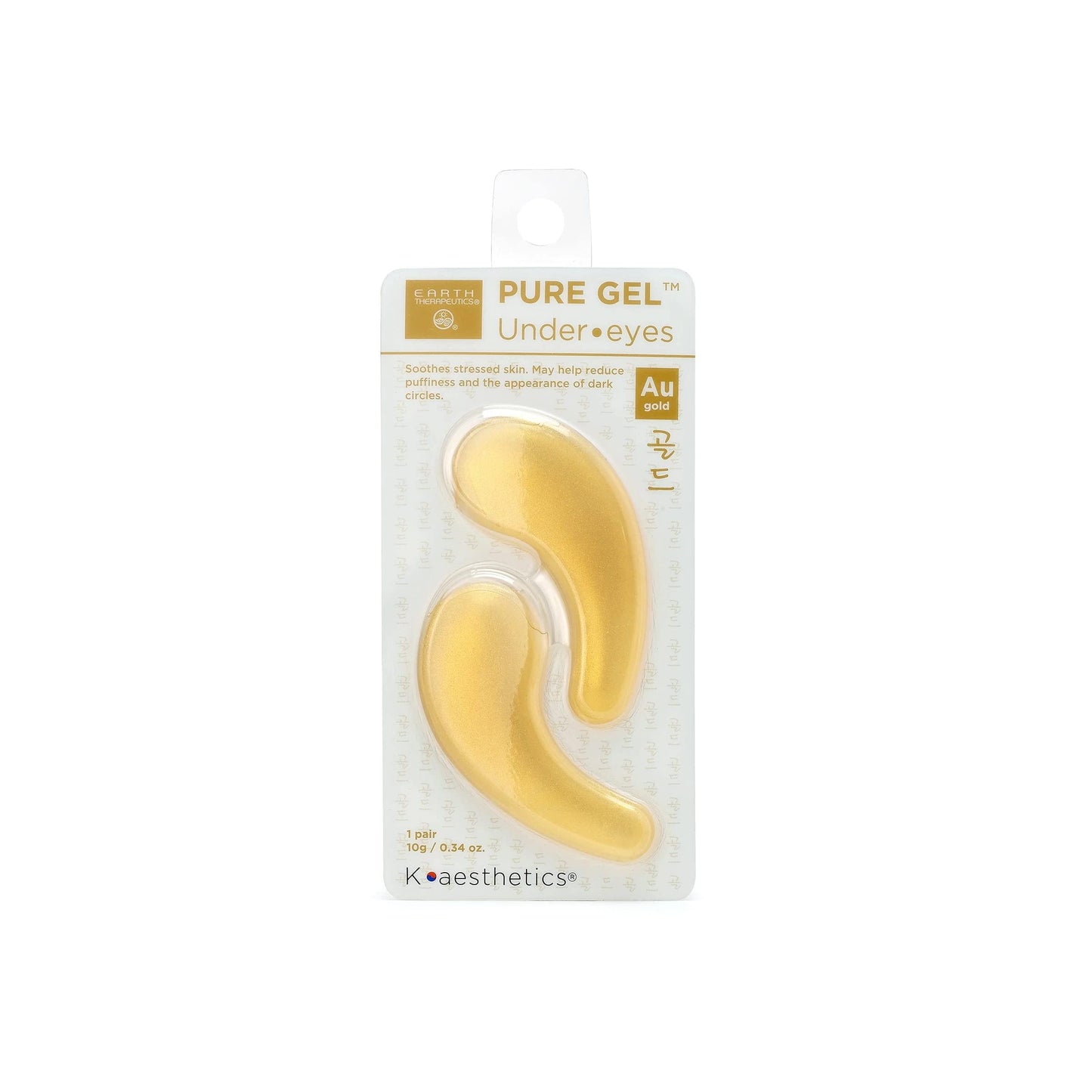 Earth Therapeutics Pure Gel Under Eye Patches - Gold (1 Pair) - Reduces Puffiness and Fine Lines