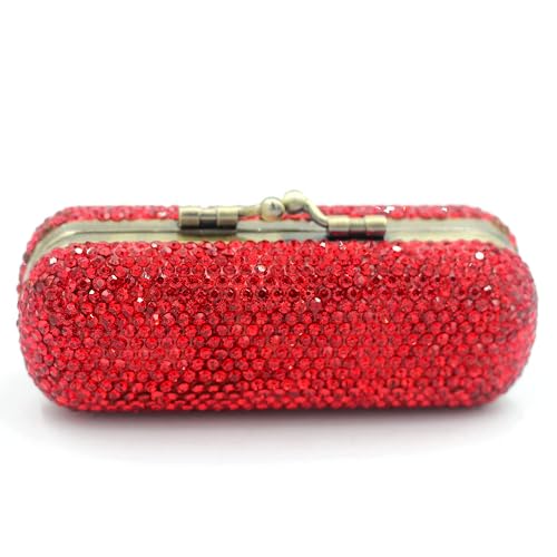 Bestbling Bling Rhinestone Crystal Lipstick Case Holder Organizer bag Cosmetic Storage for Women's Lipstick Jewelry Kit (Red)