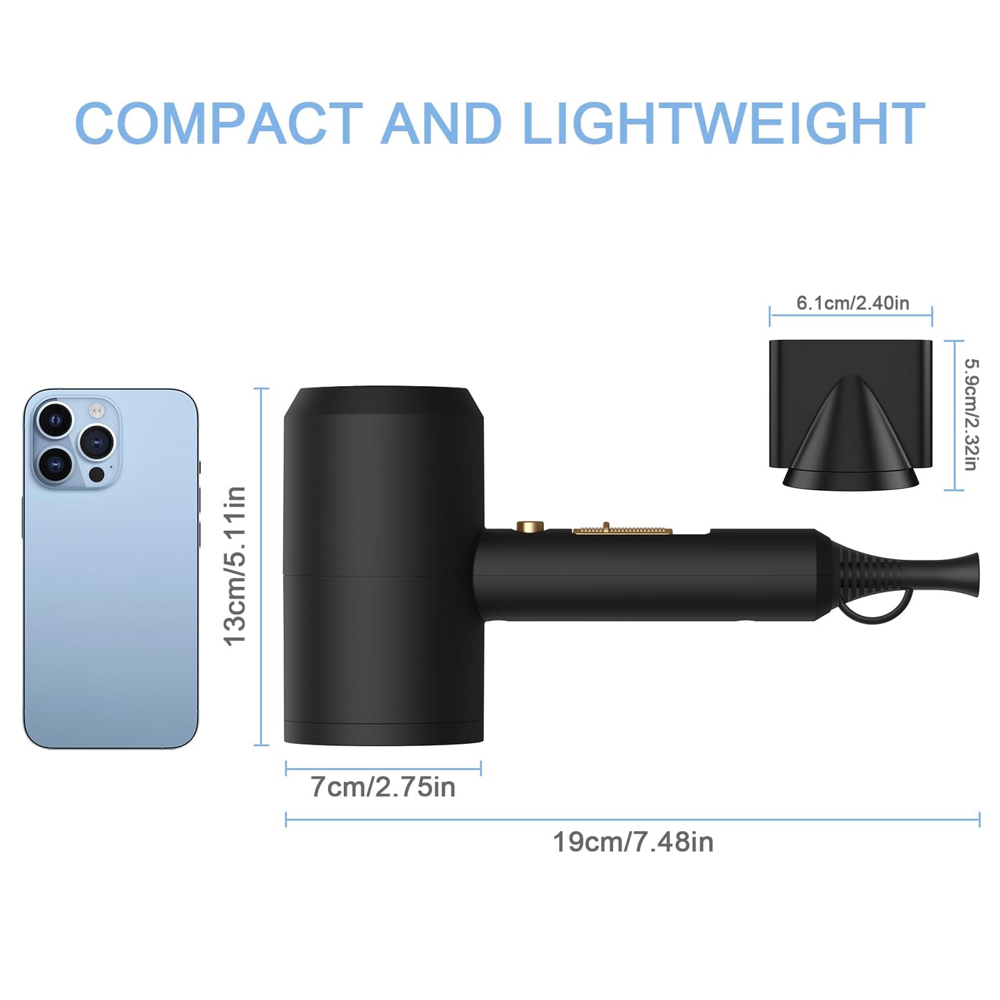 slopehill Professional Ionic Hair Dryer, Powerful 1800W Fast Drying Low Noise Blow Dryer with 2 Concentrator Nozzle 1 Diffuser Attachments for Home Beauty and Personal Care slopehill