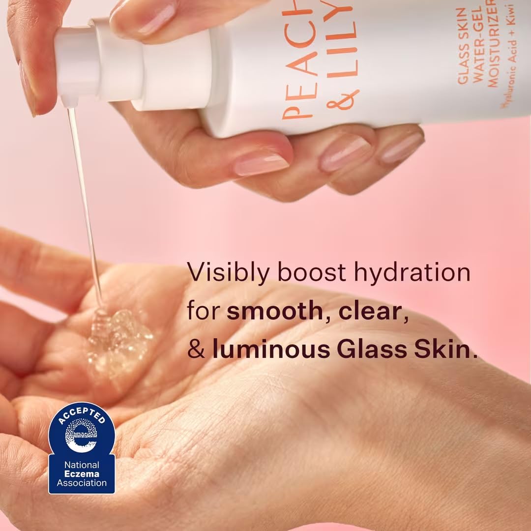 Peach & Lily - Glass Skin Water-Gel Moisturizer (1.69 ounces) - Hyaluronic Acid - Face Moisturizer - Lightweight & Oil Free - Chamomile, Kiwi, & Peach