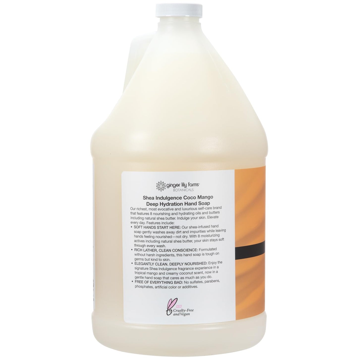 Ginger Lily Farms Botanicals Shea Indulgence Deep Hydration Liquid Hand Soap Refill, Coco Mango, 100% Vegan & Cruelty-Free, Coconut Mango Scent, 1