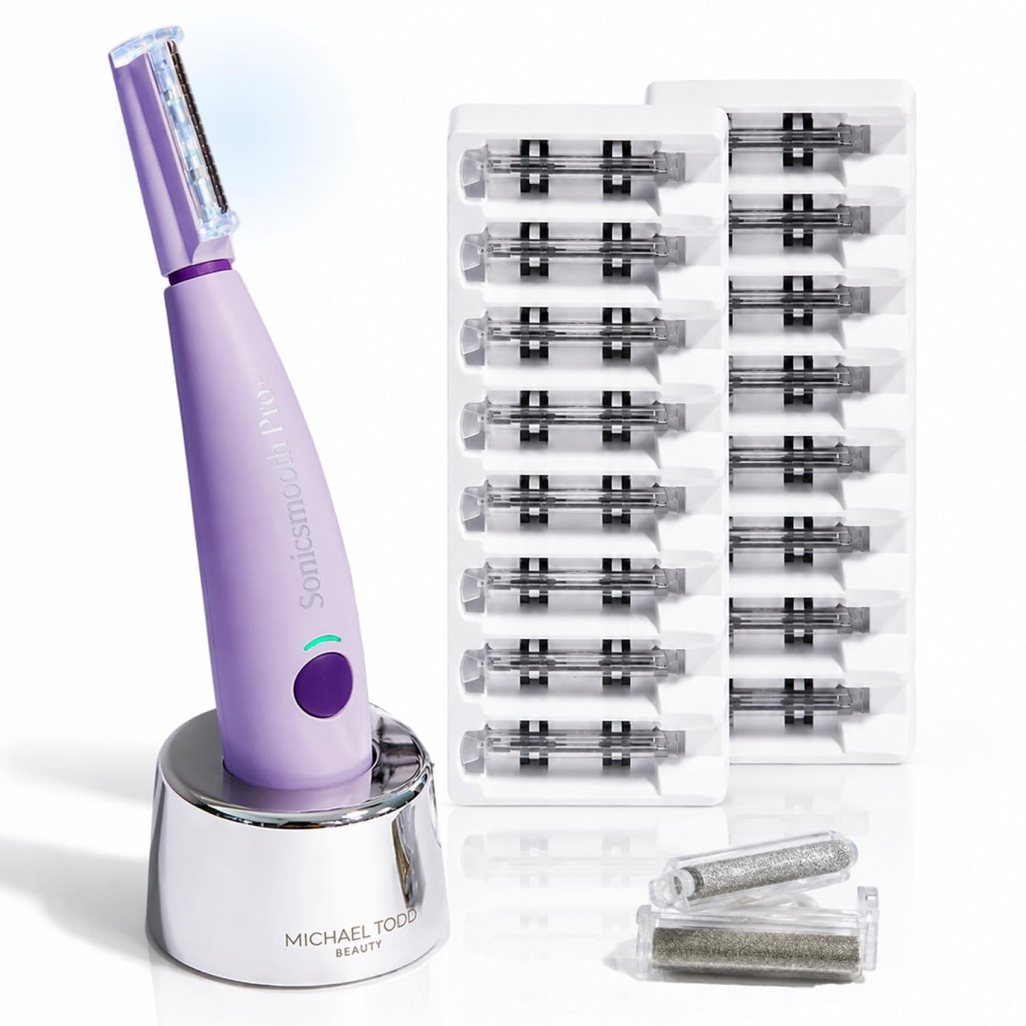 Michael Todd Beauty Sonicsmooth Pro+ Dermaplane Razor for Women Face + Eyebrow Trimmer Dermaplaning System w/LED Light Peach Fuzz Remover -16 Beauty and Personal Care MICHAEL TODD Default Title