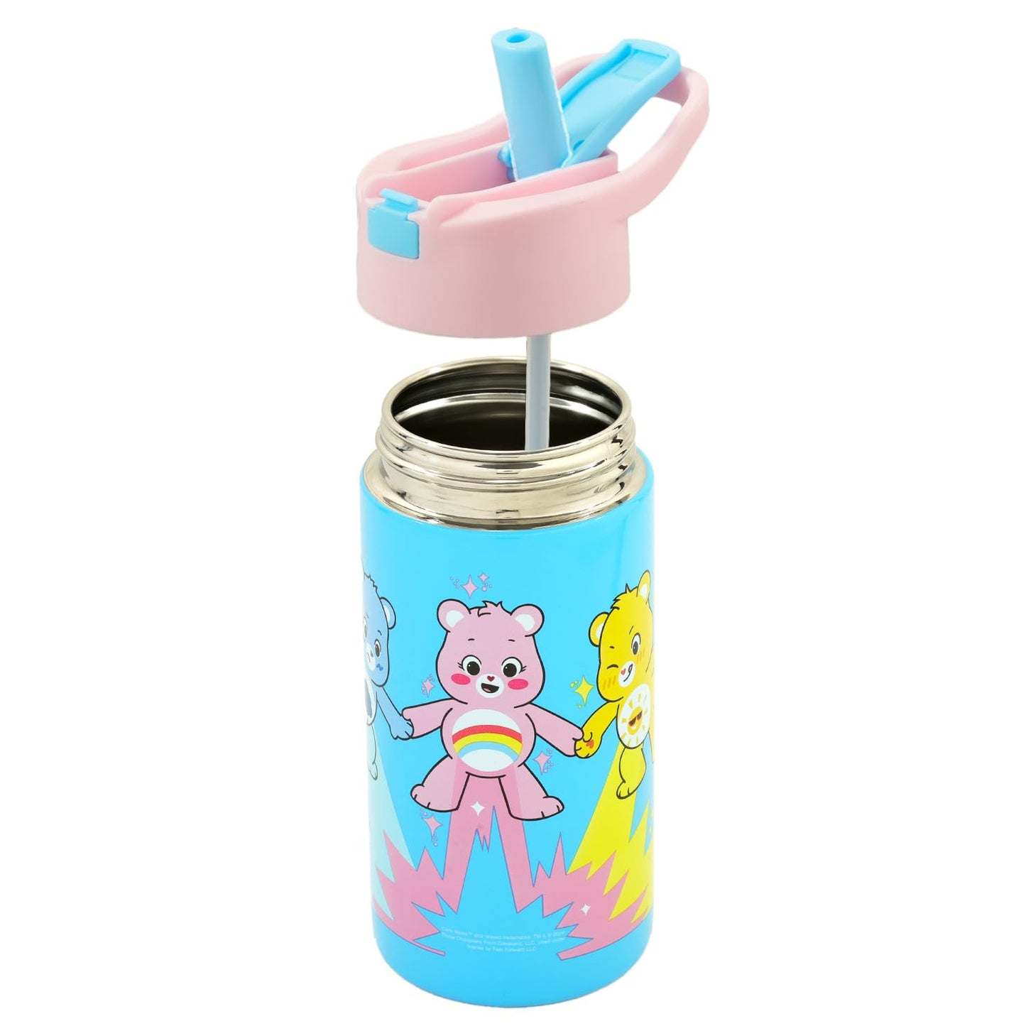 Care Bears Stainless Steel Water Bottle for Girls - Bundle with 14 Oz Drinking Cup For Home, School, and Sports, Plus Stickers, More Water Bottle…