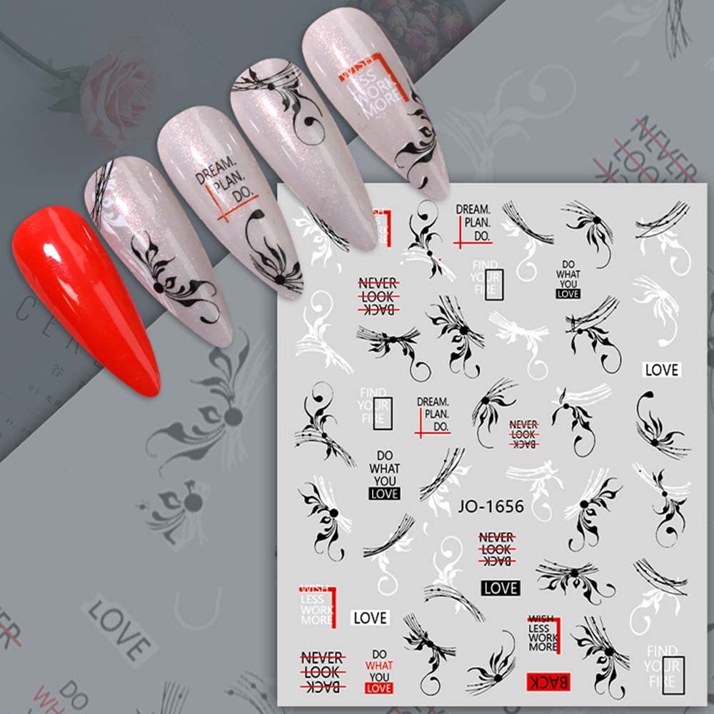 XIAOYAOJING 3D Nail Sticker Nails Decals Charm DIY Nail Art Decoration English Letters Wraps Slider Decals Manicure Flower Nail Sticker(JO 1654) Beauty & Personal Care XIAOYAOJING