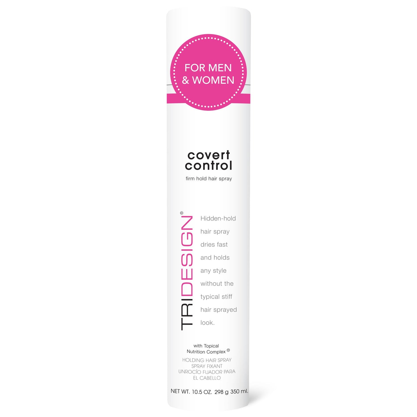 TRI Design Covert Control - Fast-Drying Hairspray for Women and Men, Strong Hold and Hair Setting, Provides Hidden Control, 10.5 Oz