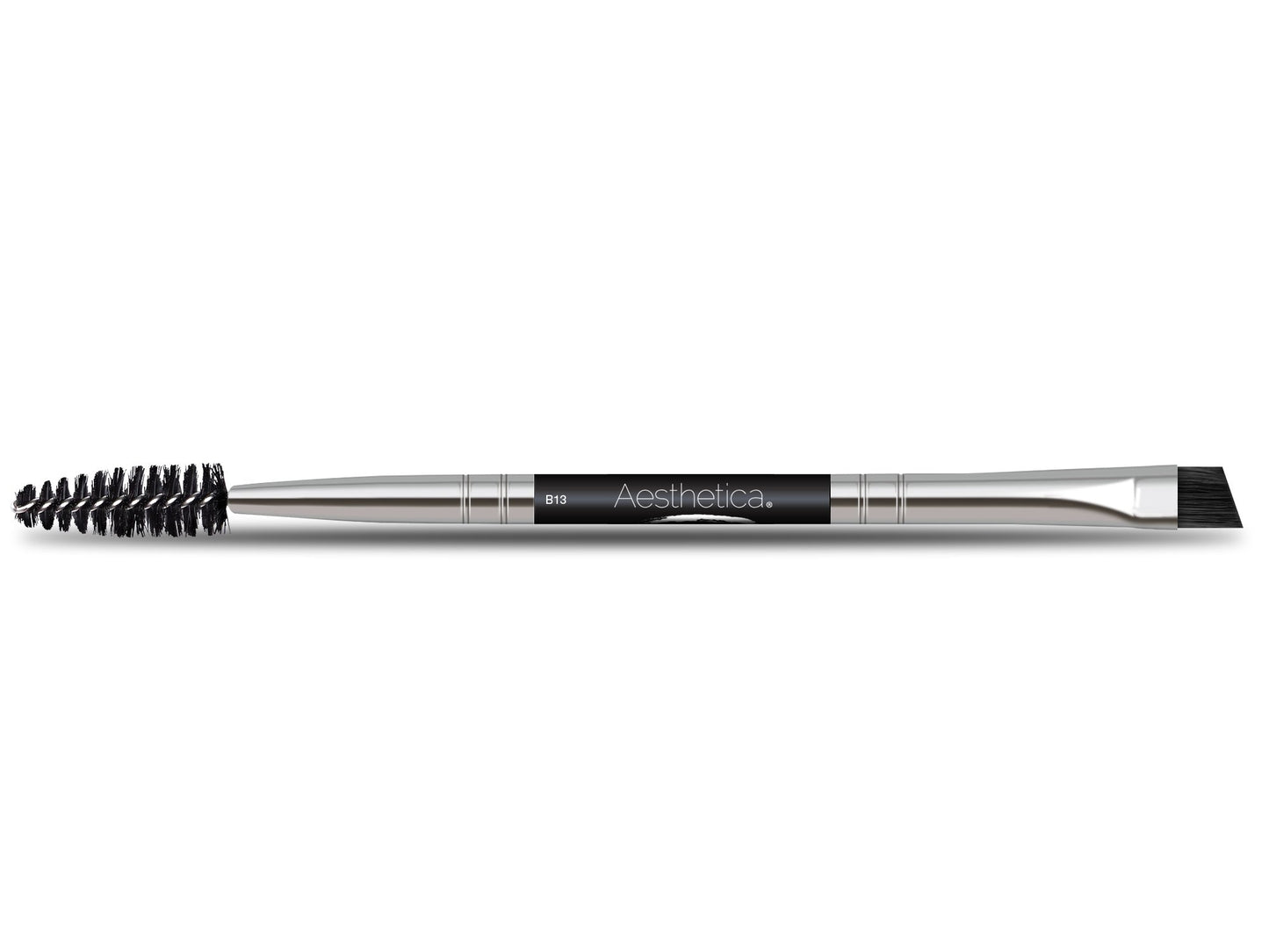 Aesthetica Pro Series Double Ended Eyebrow Brush & Spoolie - Angled Brow Brush for Precision Application & Blending of Eye Brow Powders, Waxes & Gels