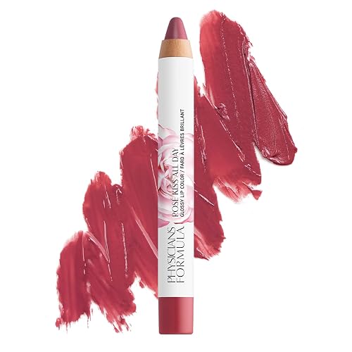 Physicians Formula Rosé Kiss All Day Glossy Lipstick Lip Color Makeup, Red Blush Blushing Mauve | Dermatologist Tested, Clinicially Tested