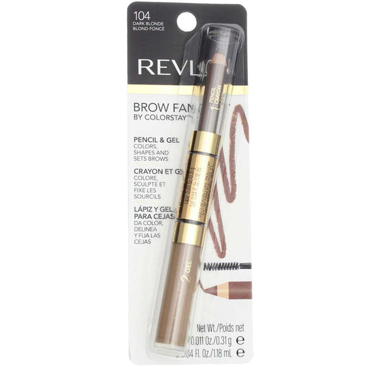 Revlon Brow Fantasy Pencil & Gel, Dark Blonde [104], 0.04 oz (Packs of 2)