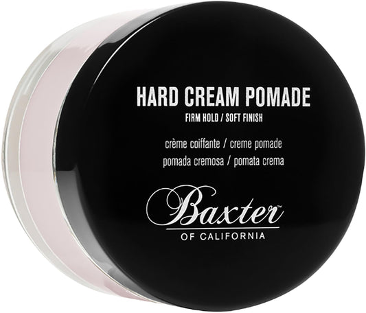 Baxter of California Hard Cream Pomade, Firm Hold - Soft Finish for Men and Women, Great for Thicker Hair Types, Solid Styling Cream for Textured
