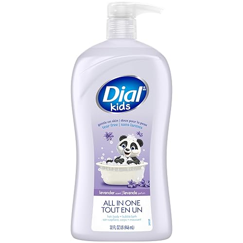 Dial Kids All-in-1 Body + Hair + Bubble Bath, Lavender Scent, 32 Fl Oz, Hypoallergenic Body Wash & Shampoo, No Tears Formula for Kids 2+ Years, No