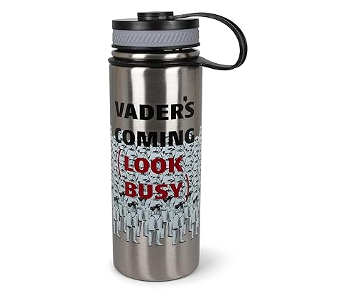 Star Wars Stormtroopers "Darth Vader's Coming, Look Busy" Stainless Steel Canteen Water Bottle| BPA-Free Sports Water Bottle Jug With Leakproof Lid…