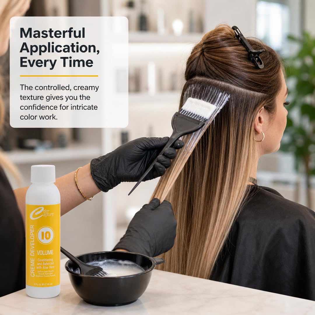 COLOR CAPTUR 10 Volume Cream Hair Developer - Color Activator for Toning & Glossing | Paraben-Free, Cruelty-Free, Made in USA | ISO & GMP Certified |