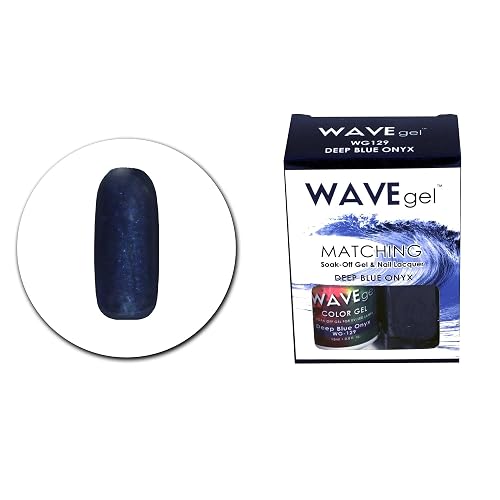 WAVEGEL Soak-0ff Gel & Nail Lacquer Matching Duo Set - Deep Blue Onyx - WG129-129 I 0.5 Oz Beauty & Personal Care WAVE gel