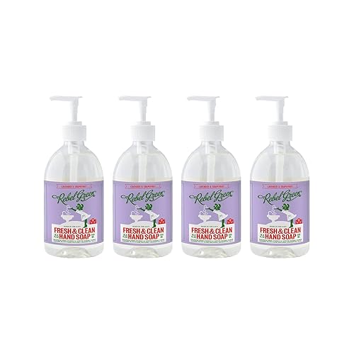 Rebel Green Liquid Hand Soap - Moisturizing Natural Bathroom & Kitchen Liquid Soap - Gentle Household Hand Wash (Lavender & Grapefruit, 16.90 Fl Oz