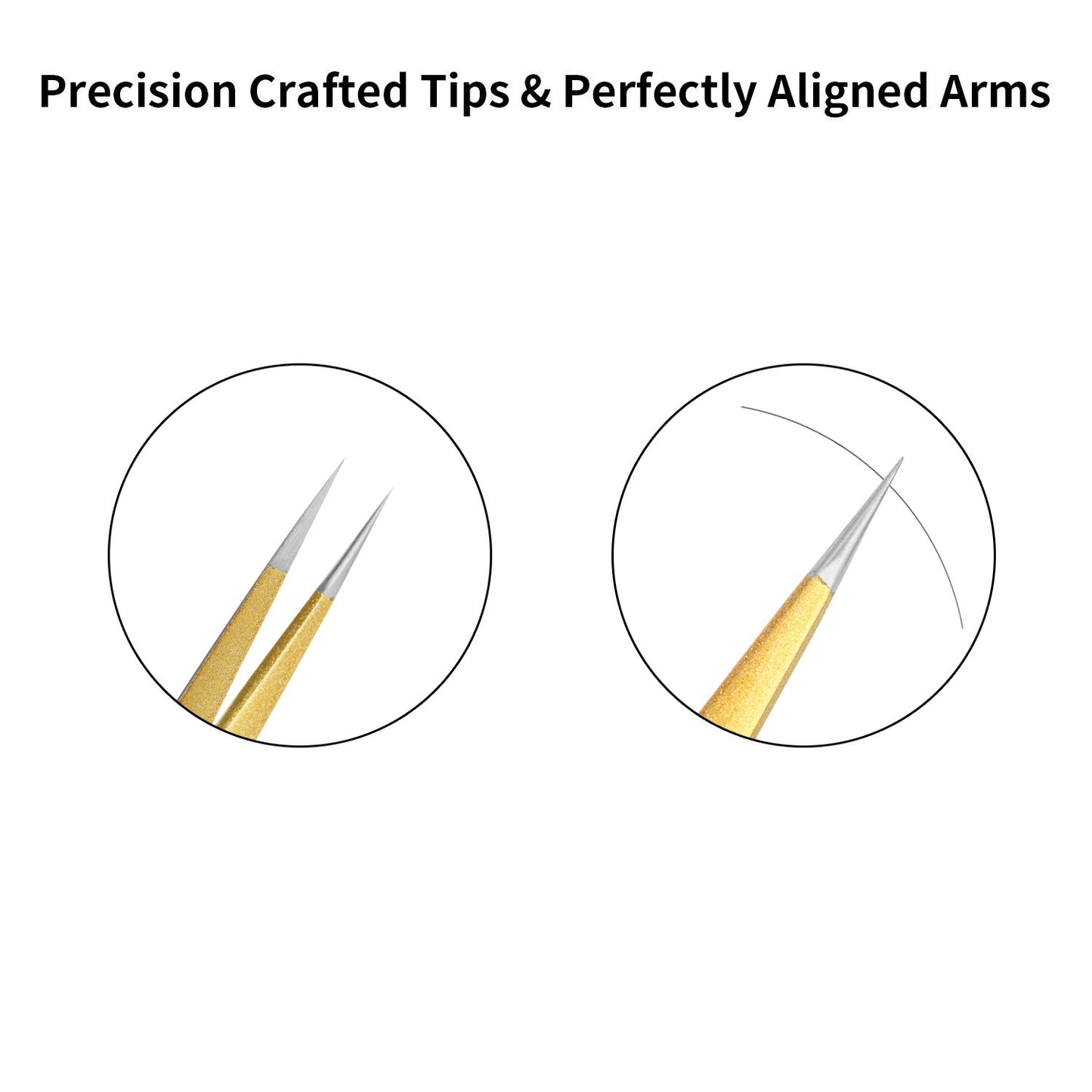 Tweezers for Eyelash Extension Hand Crafted Surgical Stainless Steel Metallic Gold Powder Coated (Supper Straight Tip.)
