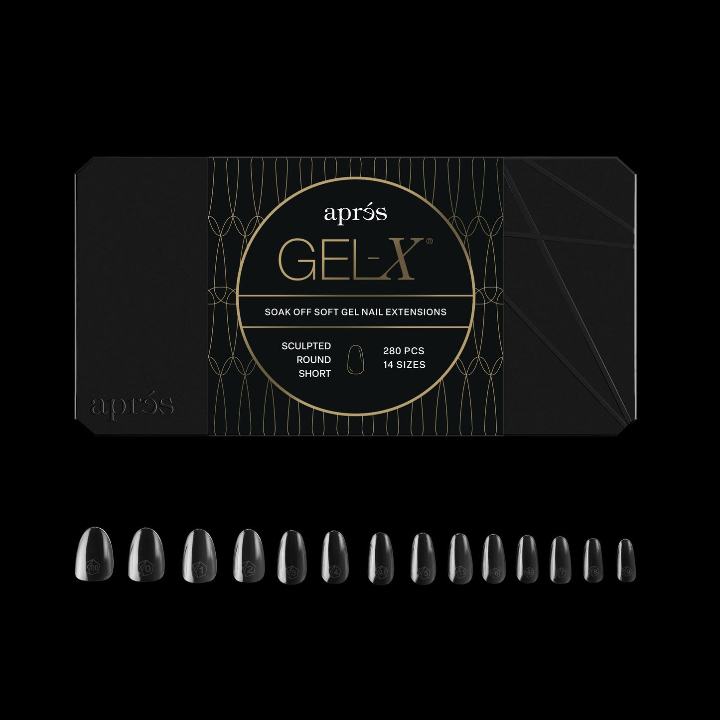 Apres Gel-X® Round Box of Nail Tips | 280 Tips, Soft Gel Tips, 14 Sizes 00-9 | Half-sizes Included (Sculpted Round Short) Beauty & Personal Care APRÉS