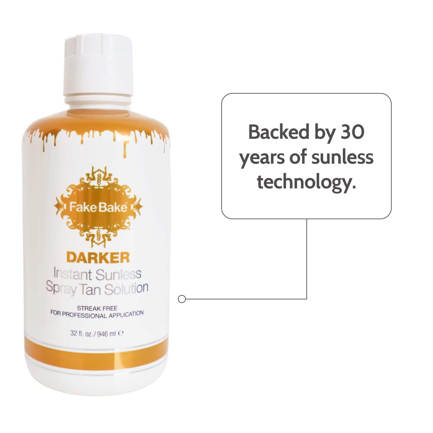 Fake Bake Darker Spray Tan Solution – Professional Sunless Self Tanner for Airbrush Machine, Long-Lasting Face & Body Bronzing Glow, 32 fl oz