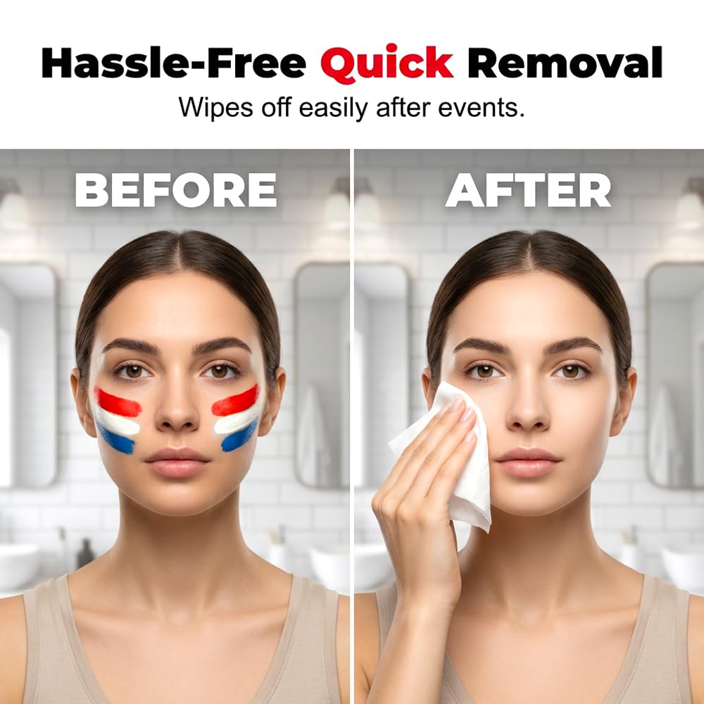 Face Paint Stick, Washable National Flag Face Paint Stick for 2026 Football Rugby Baseball Soccer, Eye Black Face & Body Paint for Outdoors Game