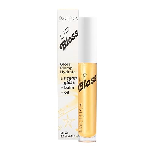 Pacifica Plumping Lip Gloss - Lip Bloss Tinted Lip Balm Treatment - Vanilla Bean Flavored - Moisturizing, High-Shine, Long-Lasting Shine, Jojoba Oil