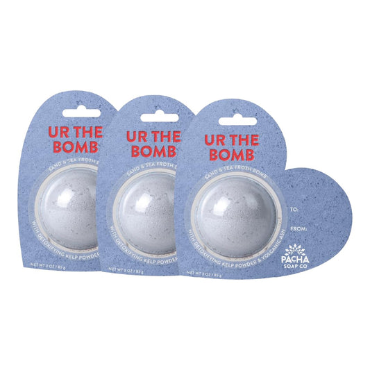 PACHA SOAP Co. Bath Bomb Cards, UR The Bomb, 3-Pack - Scents of Sand & Sea, Nourishing, Moisturizing, Naturally Derived & Handcrafted in The USA