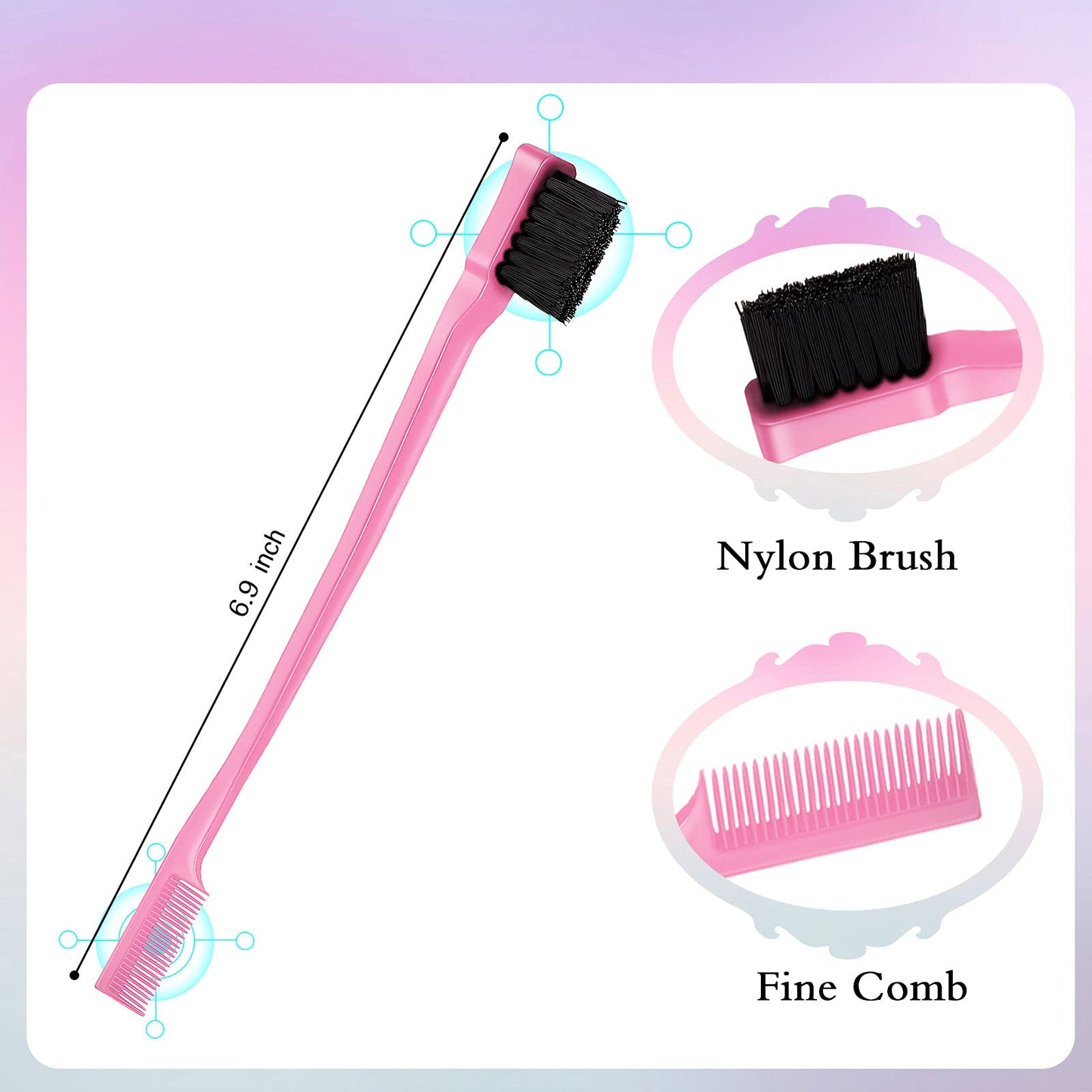 Geiserailie 3 Pcs Slick Back Hair Brush Set Bristle Brush Edge Control Teasing Comb for Women Black Hair(Light Pink) Beauty and Personal Care Geiserailie
