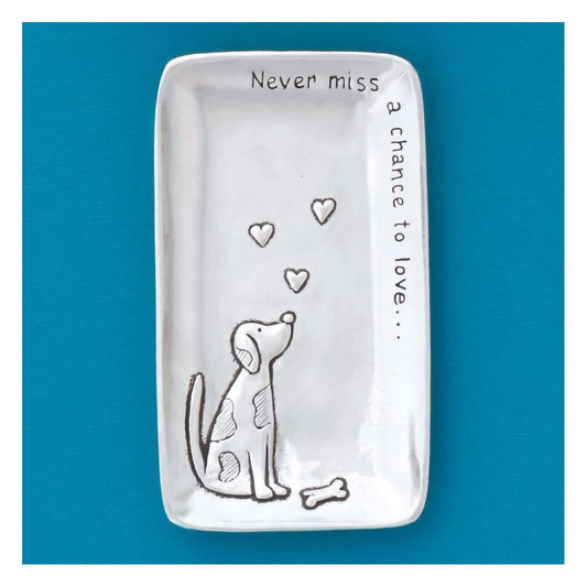 Basic Spirit Small Pewter Jewelry Tray - Dog and Heart - Home Decorative Bowl Christmas Gift, Jewelry Display, Ring Holder Storage Display Organizer…
