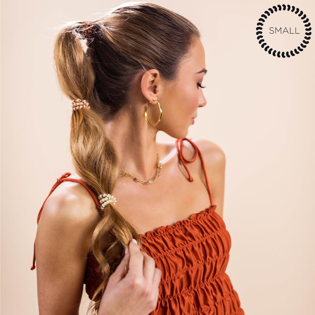 TELETIES - Spiral Hair Coils - Ponytail Holder Hair Ties for Women - Phone Cord Hair Ties - Strong Grip, No Rip, Water Resistant, No Crease Hair Tie Beauty and Personal Care Teleties