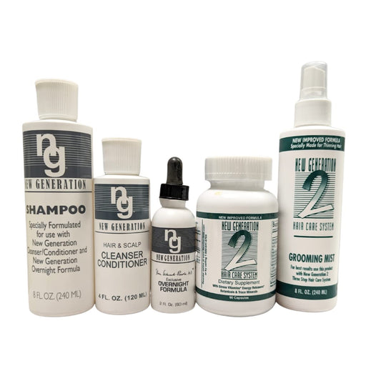 5-Piece Set New Generation Original Shampoo, Cleanser/Conditioner, Overnight Formula, Grooming Mist, Dietary Supplements - Helps to Control Hair Loss