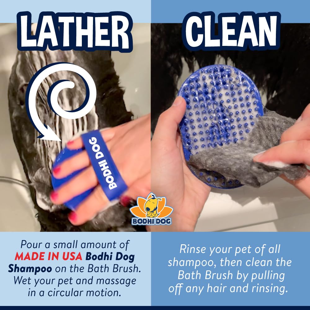 Bodhi Dog Shampoo Brush – Premium Grooming & Bath Scrubber for Cats & Dogs, Long & Short Hair, Bathing & Massage Tool, Blue (1 Pack)