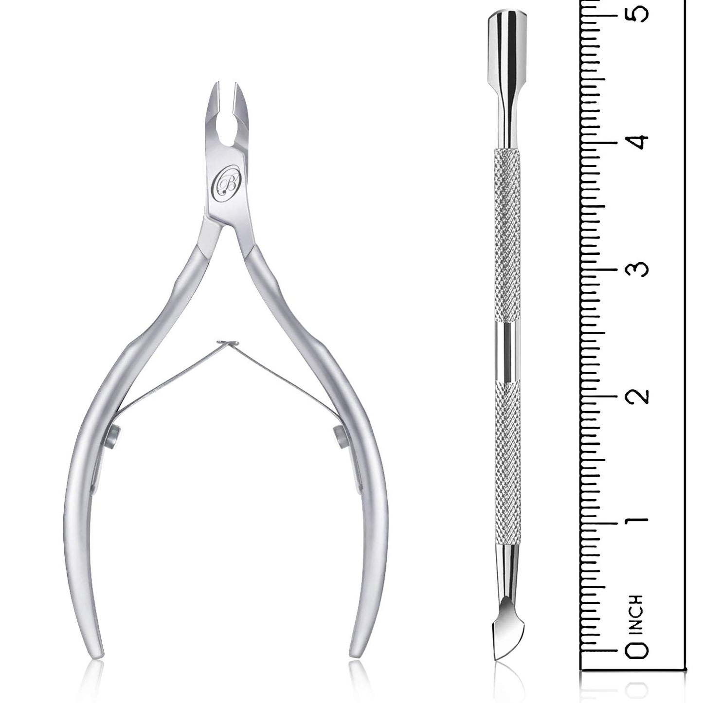 Cuticle Nipper with Cuticle Pusher-Professional Grade Stainless Steel Cuticle Remover & Cutter-Durable Manicure and Pedicure Tool-Beauty Tool Perfect