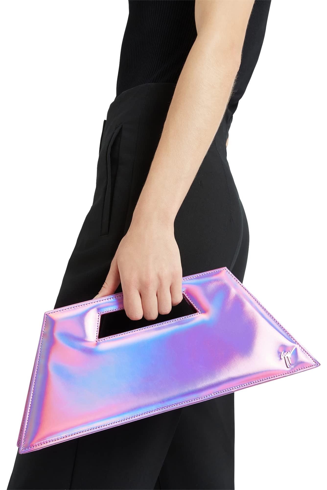 Giuseppe Zanotti, Meloee Leather Clutch, One Size, Pink