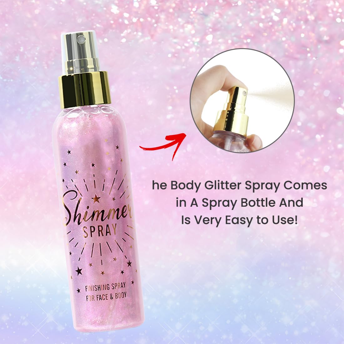 Glitter Spray for Hair and Body, Glitter Body Spray, Glitter Spray for Clothes, Quick-Drying Waterproofing Body Shimmer Suitable for Festival Rave