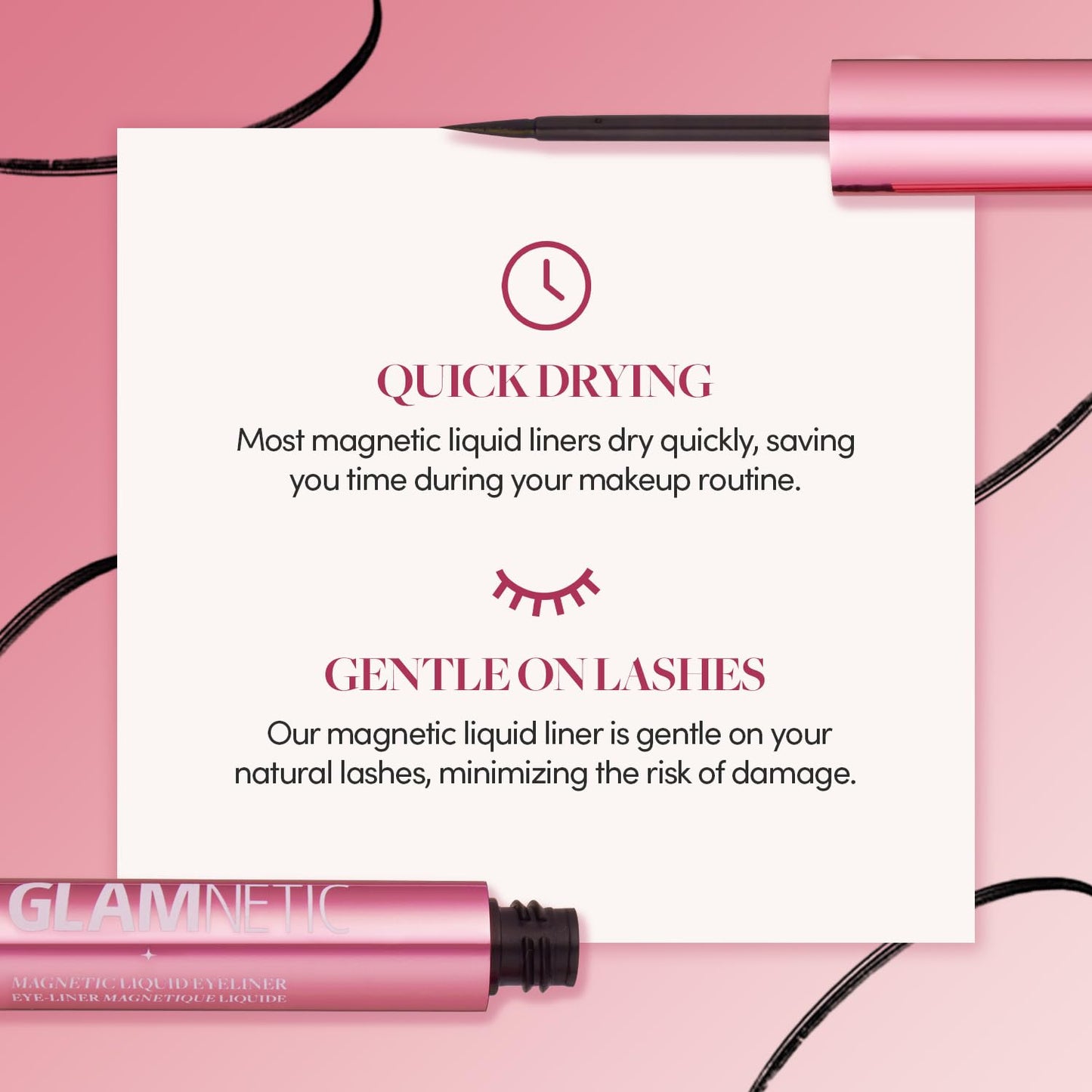 Glamnetic Magnetic Eyeliner, Liquid Black, for Eyelashes - Waterproof & Smudge Proof Liner | All-Day Hold for Magnetic Lashes, Quick-Drying