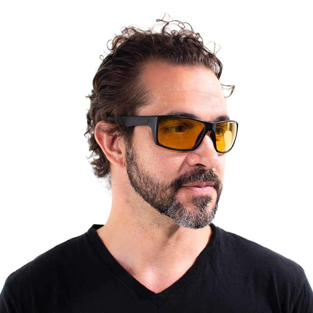 VITENZI Night Vision Glasses for Men and Women Anti Glare Safety Night and Day Driving Glasses HD Yellow Tinted Sunglasses Wrap Around Sport Palermo