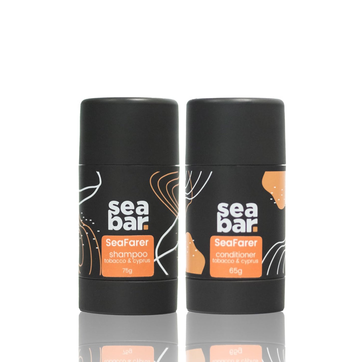 SeaBar Shampoo & Conditioner Bar Set - All Natural Hair Shampoo - Vegan, Sulfate-Free, Eco Friendly Zero Waste Reusable Packaging with Travel