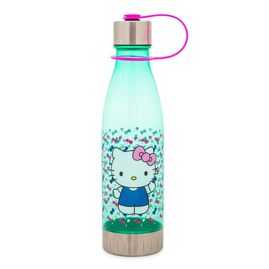 Hello Kitty Sanrio Hearts and Bows Plastic Water Bottle With Leak-Resistant Lid | Large Plastic Sports Jug | Holds 20 Ounces