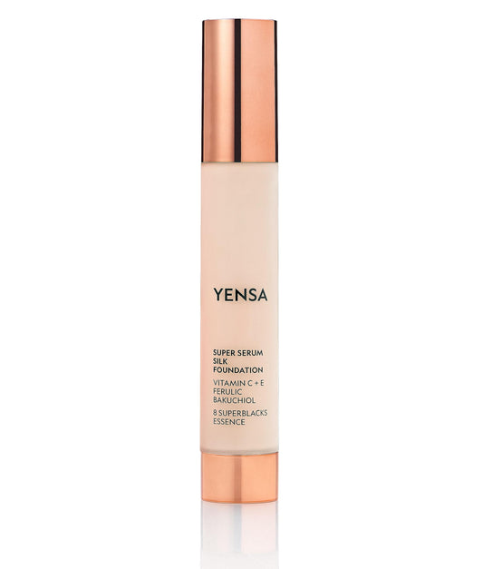 YENSA Serum Foundation Makeup - Super Silk Full Coverage Foundation Enriched with Peptides, Vitamin C & Ferulic Acid to Help Reduce Fine Lines