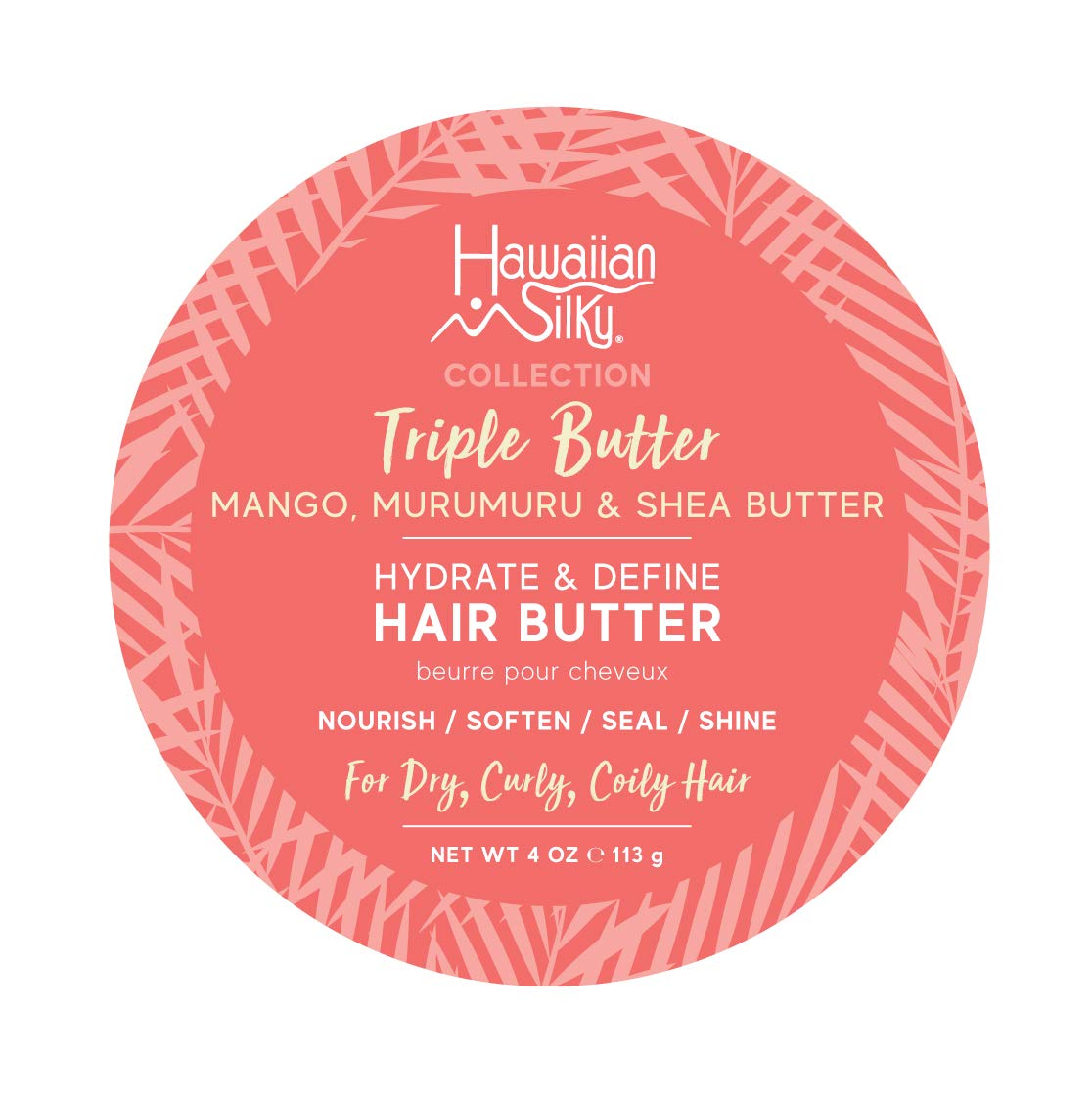 Hawaiian Silky Mango Murumuru & Shea Butter Hair Butter, 4 fl oz - Nourish, Soften, Seal & Shine